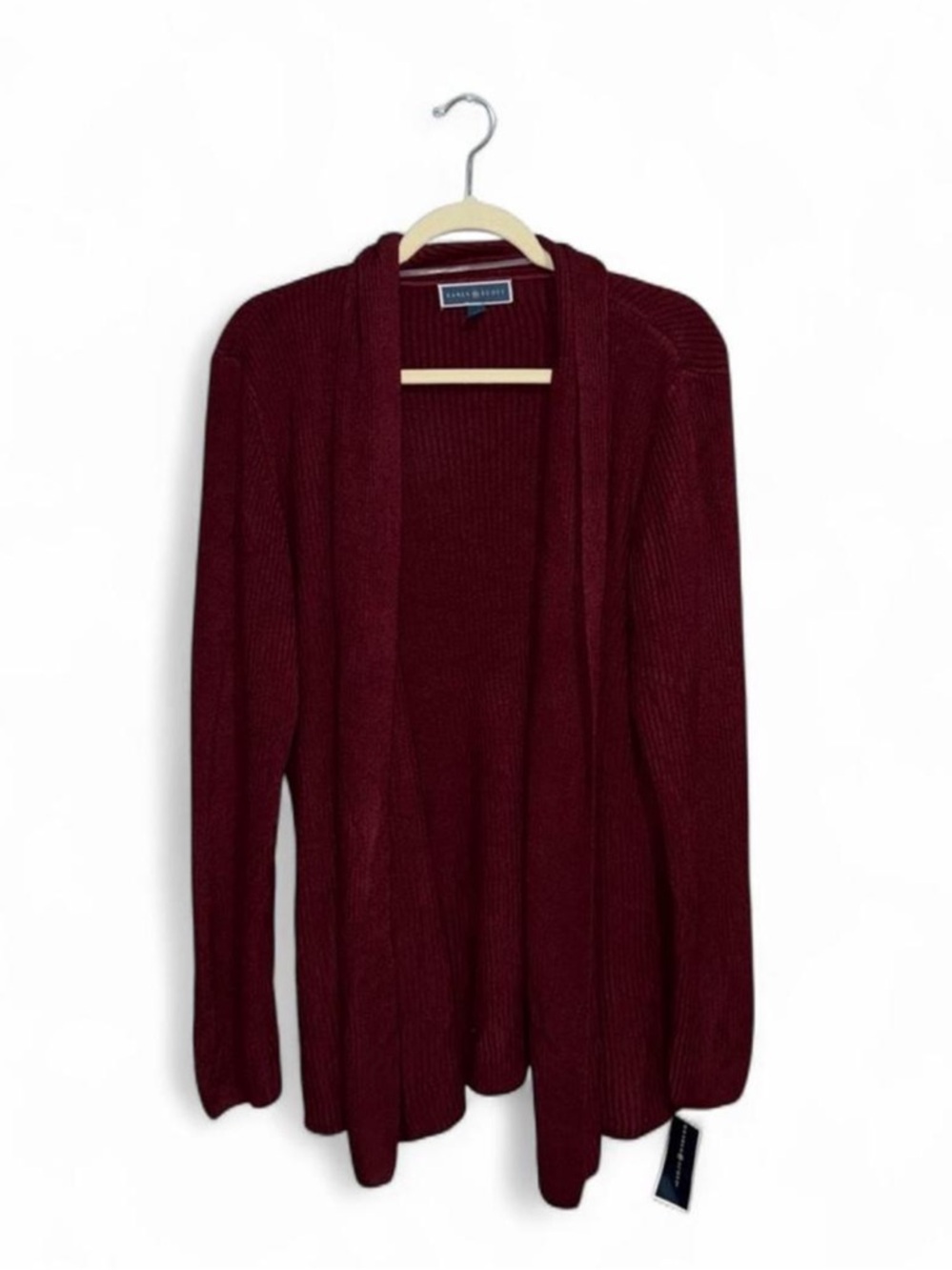 NWT Karen Scott Merlot Maroon Long Acrylic Cardigan Sweater Women’s Size Large